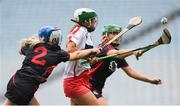 9 September 2018; Caroline Sugrue of Cork in action against Clare McGilligan, left, and Allannah Savage of Down during the Liberty Insurance All-Ireland Intermediate Camogie Championship Final match between Cork and Down at Croke Park in Dublin. Photo by David Fitzgerald/Sportsfile