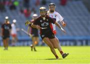 9 September 2018; Paula Gribben of Down in action against Sarah Buckley of Cork during the Liberty Insurance All-Ireland Intermediate Camogie Championship Final match between Cork and Down at Croke Park in Dublin. Photo by Piaras Ó Mídheach/Sportsfile