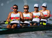 9 September 2018; Team Germany, from left, Felix Drahotta, Peter Kluge, Nico Merget and Felix Brummel competing in the Men's Four heat event during day one of the World Rowing Championships in Plovdiv, Bulgaria. Photo by Seb Daly/Sportsfile