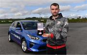 9 September 2018; Men's Kia Race Series Runner-Up Eric Keogh of Donore Harriers pictured with his series Medal and Kia Ceed at the Kia Race Series Finale – Mondello International 10K at Mondello Park in Naas, Co. Kildare. Photo by Sam Barnes/Sportsfile