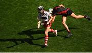 9 September 2018; Saoirse McCarthy of Cork in action against Dearbhla Magee of Down during the Liberty Insurance All-Ireland Intermediate Camogie Championship Final match between Cork and Down at Croke Park in Dublin. Photo by David Fitzgerald/Sportsfile