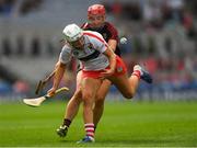 9 September 2018; Jennifer Barry of Cork in action against Orlagh Caldwell of Down during the Liberty Insurance All-Ireland Intermediate Camogie Championship Final match between Cork and Down at Croke Park in Dublin. Photo by Piaras Ó Mídheach/Sportsfile