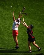 9 September 2018; Katelyn Hickey of Cork in action against Sara-Louise Carr of Down during the Liberty Insurance All-Ireland Intermediate Camogie Championship Final match between Cork and Down at Croke Park in Dublin. Photo by David Fitzgerald/Sportsfile