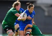 9 September 2018; Nikki Caughey of Leinster is tackled by Denise Redmond and Nichola Fryday of Connacht during the 2018 Women’s Interprovincial Rugby Championship match between Connacht and Leinster at the Sportgrounds in Galway. Photo by Brendan Moran/Sportsfile