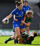 9 September 2018; Nikki Caughey of Leinster is tackled by Denise Redmond and Nichola Fryday of Connacht during the 2018 Women’s Interprovincial Rugby Championship match between Connacht and Leinster at the Sportgrounds in Galway. Photo by Brendan Moran/Sportsfile