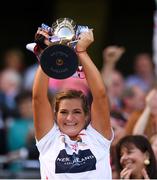 9 September 2018; Cork captain Sarah Harrington lifts the Jack McGrath cup following the Liberty Insurance All-Ireland Intermediate Camogie Championship Final match between Cork and Down at Croke Park in Dublin. Photo by Piaras Ó Mídheach/Sportsfile