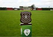 9 September 2018; A general view of the shield prior to the FAI Women’s Intermediate Shield Final match between TEK United and Lakewood Athletic at Newhill Park in Two Mile Borris, Tipperary. Photo by Harry Murphy/Sportsfile