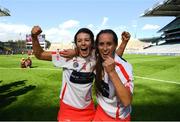 9 September 2018; Maeve McCarthy, left, and Leah Weste of Cork celebrate following the Liberty Insurance All-Ireland Intermediate Camogie Championship Final match between Cork and Down at Croke Park in Dublin. Photo by David Fitzgerald/Sportsfile