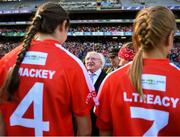 9 September 2018; President Michael D. Higgins meets Pamela Mackey of Cork prior to the Liberty Insurance All-Ireland Senior Camogie Championship Final match between Cork and Kilkenny at Croke Park in Dublin. Photo by David Fitzgerald/Sportsfile