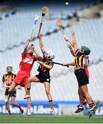 9 September 2018; Katrina Mackey, left, and Lauren Homan of Cork in action against Davina Tobin, left, and Katie Power of Kilkenny during the Liberty Insurance All-Ireland Senior Camogie Championship Final match between Cork and Kilkenny at Croke Park in Dublin. Photo by David Fitzgerald/Sportsfile