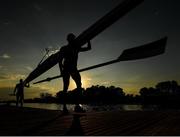 9 September 2018; Rowers remove their boat from the water following action on day one of the World Rowing Championships in Plovdiv, Bulgaria. Photo by Seb Daly/Sportsfile