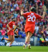 9 September 2018; Orla Cronin of Cork celebrates after scoring a point during the Liberty Insurance All-Ireland Senior Camogie Championship Final match between Cork and Kilkenny at Croke Park in Dublin. Photo by David Fitzgerald/Sportsfile