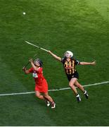 9 September 2018; Linda Collins of Cork in action against Catherine Foley of Kilkenny during the Liberty Insurance All-Ireland Senior Camogie Championship Final match between Cork and Kilkenny at Croke Park in Dublin. Photo by David Fitzgerald/Sportsfile