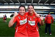 9 September 2018; Chloe Sigerson, left, and Ashling Thompson of Cork celebrate following the Liberty Insurance All-Ireland Senior Camogie Championship Final match between Cork and Kilkenny at Croke Park in Dublin. Photo by David Fitzgerald/Sportsfile