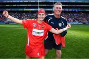 9 September 2018; Cork captain Aoife Murray, left, and selector Terence O'Leary celebrate following the Liberty Insurance All-Ireland Senior Camogie Championship Final match between Cork and Kilkenny at Croke Park in Dublin. Photo by David Fitzgerald/Sportsfile