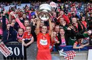 9 September 2018; Lauren Homan of Cork celebrates with supporters following the Liberty Insurance All-Ireland Senior Camogie Championship Final match between Cork and Kilkenny at Croke Park in Dublin. Photo by David Fitzgerald/Sportsfile