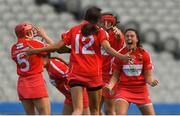 9 September 2018; Gemma O'Connor of Cork, right, celebrates with team mates after the Liberty Insurance All-Ireland Senior Camogie Championship Final match between Cork and Kilkenny at Croke Park in Dublin. Photo by Piaras Ó Mídheach/Sportsfile