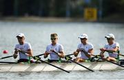 10 September 2018; Ireland team, from left, Andrew Goff, Jacob McCarthy, Ryan Ballantine and Fintan McCarthy prior to their Lightweight Men's Quadruple Sculls heat during day two of the World Rowing Championships in Plovdiv, Bulgaria. Photo by Seb Daly/Sportsfile