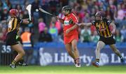 9 September 2018; Linda Collins of Cork in action against Grace Walsh, left, and Anne Dalton of Kilkenny during the Liberty Insurance All-Ireland Senior Camogie Championship Final match between Cork and Kilkenny at Croke Park in Dublin. Photo by Piaras Ó Mídheach/Sportsfile