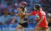 9 September 2018; Anne Dalton of Kilkenny in action against Linda Collins and Orla Cronin, behind, of Cork during the Liberty Insurance All-Ireland Senior Camogie Championship Final match between Cork and Kilkenny at Croke Park in Dublin. Photo by Piaras Ó Mídheach/Sportsfile