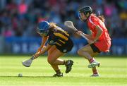 9 September 2018; Meighan Farrell of Kilkenny in action against Julia White of Cork during the Liberty Insurance All-Ireland Senior Camogie Championship Final match between Cork and Kilkenny at Croke Park in Dublin. Photo by Piaras Ó Mídheach/Sportsfile
