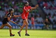 9 September 2018; Orla Cotter of Cork in action against Anna Farrell of Kilkenny during the Liberty Insurance All-Ireland Senior Camogie Championship Final match between Cork and Kilkenny at Croke Park in Dublin. Photo by Piaras Ó Mídheach/Sportsfile