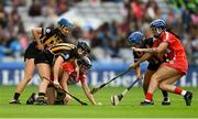 9 September 2018; Kilkenny players, from left, Julie Ann Malone, Claire Phelan, and Meighan Farrell in action against Cork players Orla Cotter, left, and Ashling Thompson during the Liberty Insurance All-Ireland Senior Camogie Championship Final match between Cork and Kilkenny at Croke Park in Dublin. Photo by Piaras Ó Mídheach/Sportsfile