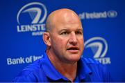 10 September 2018; Head coach Ben Armstrong during a Leinster Rugby press conference at Leinster Rugby Headquarters in Dublin. Photo by Ramsey Cardy/Sportsfile