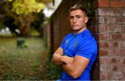 10 September 2018; Jordan Larmour poses for a portrait following a Leinster Rugby press conference at Leinster Rugby Headquarters in Dublin. Photo by Ramsey Cardy/Sportsfile