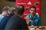10 September 2018; Head coach Johann van Graan during a Munster Rugby press conference at the University of Limerick in Limerick. Photo by Diarmuid Greene/Sportsfile