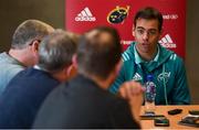 10 September 2018; Head coach Johann van Graan during a Munster Rugby press conference at the University of Limerick in Limerick. Photo by Diarmuid Greene/Sportsfile