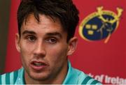 10 September 2018; Joey Carbery during a Munster Rugby press conference at the University of Limerick in Limerick. Photo by Diarmuid Greene/Sportsfile
