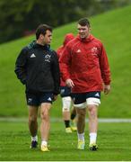 10 September 2018; Head coach Johann van Graan and Peter O'Mahony arrive for Munster Rugby squad training at the University of Limerick in Limerick. Photo by Diarmuid Greene/Sportsfile