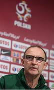 10 September 2018; Republic of Ireland manager Martin O'Neill during a press conference at Municipal Stadium in Wroclaw, Poland. Photo by Stephen McCarthy/Sportsfile