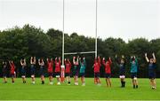 10 September 2018; Munster players warm up during squad training at the University of Limerick in Limerick. Photo by Diarmuid Greene/Sportsfile