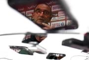 10 September 2018; (EDITORS NOTE: This image has been flipped) Republic of Ireland manager Martin O'Neill is seen in the reflection of a mobile phone during a Republic of Ireland press conference at Municipal Stadium in Wroclaw, Poland. Photo by Stephen McCarthy/Sportsfile