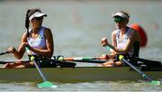 11 September 2018; Denise Walsh, left, and Aoife Casey of Ireland after finishing third in their Lightweight Women's Double Sculls  event on day three of the World Rowing Championships in Plovdiv, Bulgaria. Photo by Seb Daly/Sportsfile