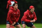 10 September 2018; Ian Keatley and Duncan Williams during Munster Rugby squad training at the University of Limerick in Limerick. Photo by Diarmuid Greene/Sportsfile