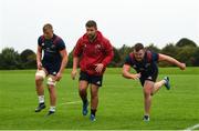 10 September 2018; Gavin Coombes, Rhys Marshall, and Dave Kilcoyne during Munster Rugby squad training at the University of Limerick in Limerick. Photo by Diarmuid Greene/Sportsfile