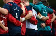 10 September 2018; Munster players huddle together during squad training at the University of Limerick in Limerick. Photo by Diarmuid Greene/Sportsfile