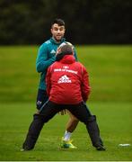 10 September 2018; Conor Murray with senior strength and conditioning coach PJ Wilson during Munster Rugby squad training at the University of Limerick in Limerick. Photo by Diarmuid Greene/Sportsfile