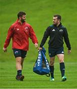 10 September 2018; Jaco Taute and JJ Hanrahan arrive for Munster Rugby squad training at the University of Limerick in Limerick. Photo by Diarmuid Greene/Sportsfile