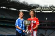 11 September 2018; In attendance at a photocall ahead of the TG4 All-Ireland Junior, Intermediate and Senior Ladies Football Championship Finals on Sunday next, are Senior finalists, captain Ciara O'Sullivan of Cork, right, and captain Sinead Aherne of Dublin. TG4 All-Ireland Ladies Football Championship Finals Captains Day at Croke Park, in Dublin. Photo by Eóin Noonan/Sportsfile
