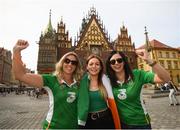 11 September 2018; Republic of Ireland supporters, from left, Caroline Ginty, Joanne Reynolds and Sandra Martin ahead of the International Friendly match between Poland and Republic of Ireland at the Stadion Miejski in Wroclaw, Poland. Photo by Stephen McCarthy/Sportsfile