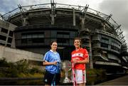 11 September 2018; In attendance at a photocall ahead of the TG4 All-Ireland Junior, Intermediate and Senior Ladies Football Championship Finals on Sunday next, are Senior finalists, captain Sinead Aherne of Dublin, left, and captain Ciara O'Sullivan of Cork. TG4 All-Ireland Ladies Football Championship Finals Captains Day at Croke Park, in Dublin. Photo by Eóin Noonan/Sportsfile