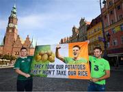 11 September 2018; Republic of Ireland supporters Robbie Keely, left, from Lucan, and Daniel Power, from Ballyfermot, ahead of the International Friendly match between Poland and Republic of Ireland at the Stadion Miejski in Wroclaw, Poland. Photo by Stephen McCarthy/Sportsfile