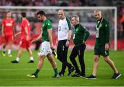 11 September 2018; Enda Stevens, left, of Republic of Ireland after taking a knock during warm ups prior to the International Friendly match between Poland and Republic of Ireland at the Municipal Stadium in Wroclaw, Poland. Photo by Stephen McCarthy/Sportsfile