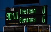 11 September 2018; The final score reads Republic of Ireland 0 Germany 6 after the UEFA European U21 Championship Qualifier Group 5 match between Republic of Ireland and Germany at Tallaght Stadium in Tallaght, Dublin. Photo by Brendan Moran/Sportsfile