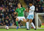 11 September 2018; Dor Peretz of Israel in action against George Saville of Northern Ireland during the International Friendly match between Northern Ireland and Israel at the National Football Stadium at Windsor Park in Belfast. Photo by Oliver McVeigh/Sportsfile