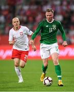 11 September 2018; Aiden O'Brien of Republic of Ireland in action against Rafal Kurzawa of Poland during the International Friendly match between Poland and Republic of Ireland at the Municipal Stadium in Wroclaw, Poland. Photo by Stephen McCarthy/Sportsfile